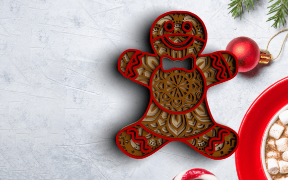 3D Christmas Gingerbread SVG DXF Bundle for Laser Cutting and Winter Amp