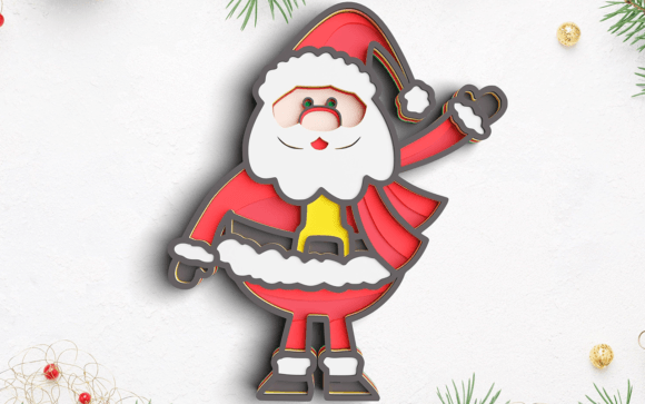3D Christmas Santa SVG DXF 8 Layers