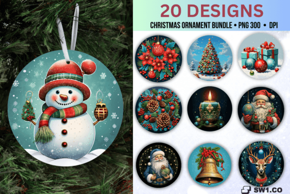 3D Christmas Tree Ornament Bundle PNG Graphics for Crafts