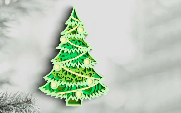 3D Christmas Tree SVG DXF 6 Layers