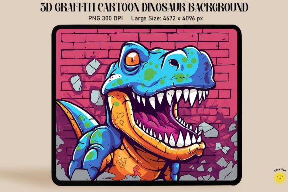 3D Graffiti Cartoon Allosaurus Dinosaur – A Bold Graphic for Creative Sellers