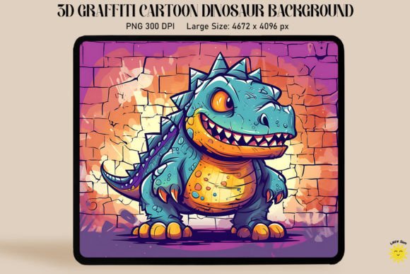 3D Graffiti Cartoon Ankylosaurus Dino: A Bold Graphic for Creative Projects
