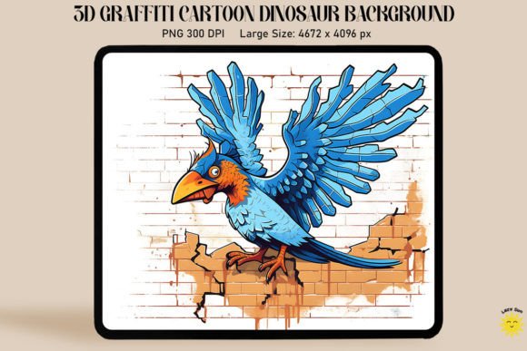 3D Graffiti Cartoon Archaeopteryx Dino: A Bold Graphic for Branding and Backgrounds