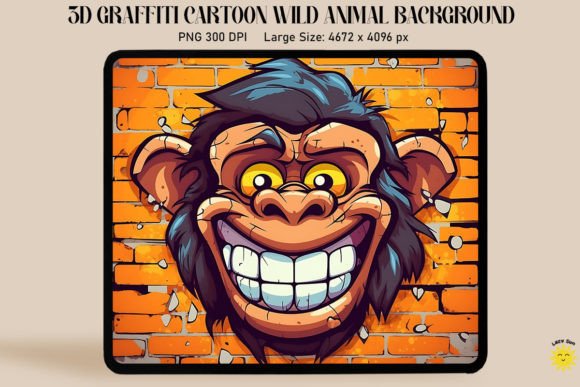 3D Graffiti Cartoon Chimpanzee: A Bold Graphic Design Asset for Modern Branding