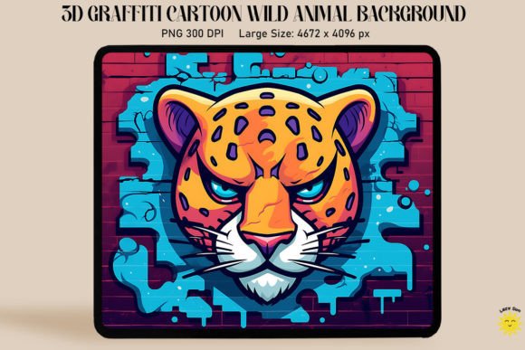 3D Graffiti Cartoon Jaguar: A Bold Graphic Design Asset for Creative Websites