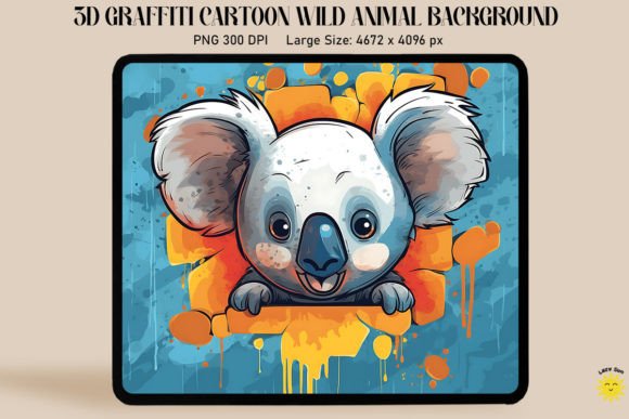 3D Graffiti Cartoon Koala for Bold Branding and Eye-Catching Graphics