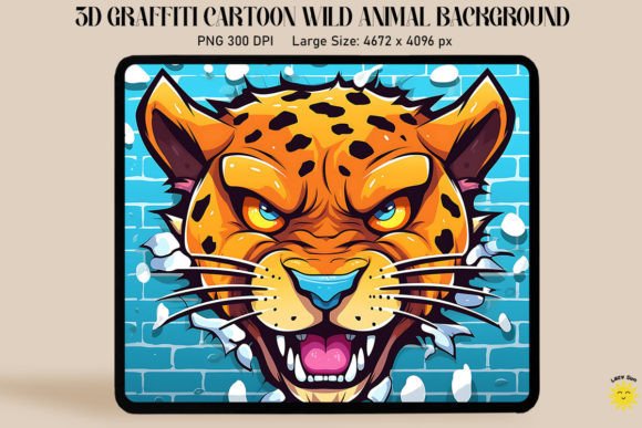 3D Graffiti Cartoon Leopard: A Bold Graphic Design Asset for Modern Branding