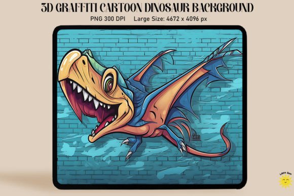 3D Graffiti Cartoon Pteranodon Dinosaur: A Bold Graphic for Branding and Marketing