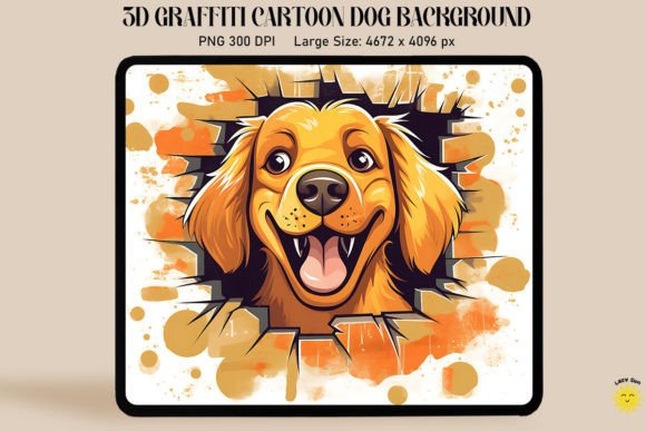 3D Graffiti Happy Golden Retriever for Creative Projects