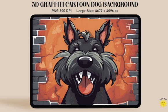3D Graffiti Happy Scottish Terrier Dog: A Versatile Graphic Design Asset for Content Creators