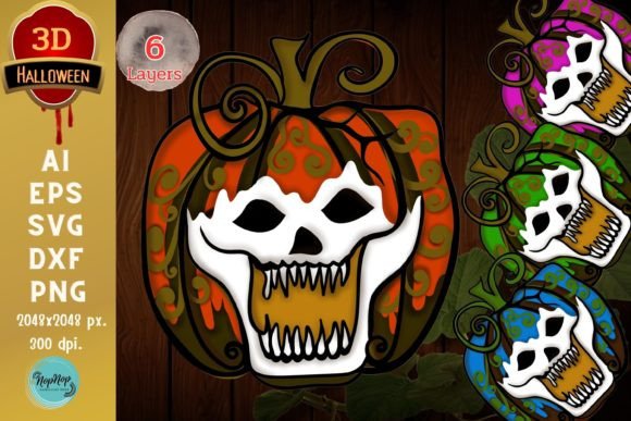 3D Halloween Fruit Skull Pumpkin: Laser Cutting for Autumn Amp