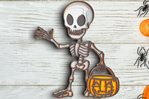 3D Halloween Pumpkin & Skeleton SVG for Laser Cutting in Autumn Amp Projects