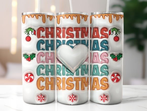 3d Inflated Retro Christmas Tumbler Wrap