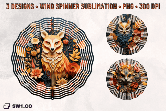 3D Paper Art Fox Flower Wind Spinner: A Versatile Graphic for Crafts and Graphics