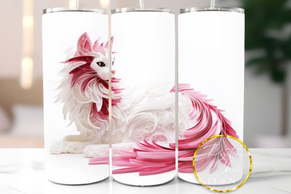 3D Pink Cat Tumbler Wrap Sublimation PNG: A Cute Graphic for Handmade Creations