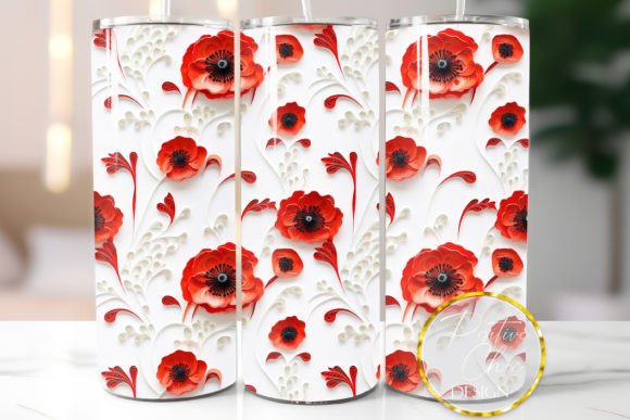 3D Poppies Tumbler Wrap: A Versatile Graphic Design Asset for Modern Branding