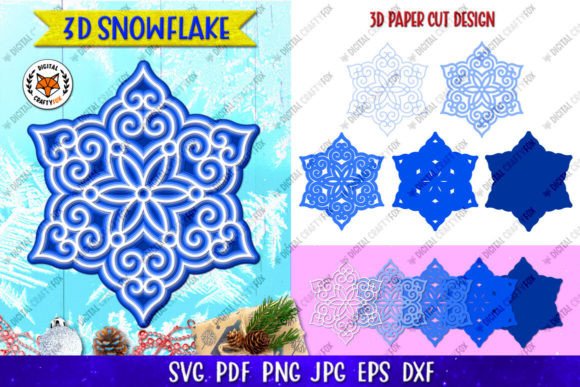 3D Snowflake Ornament SVG, Snowflake SVG for Laser Cutting and Winter Amp