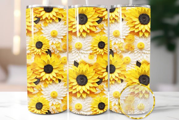 3D Sunflowers Tumbler Wrap: A Vibrant Graphic for Local Business Branding