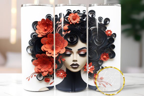 3D Woman Tumbler Wrap Sublimation PNG Graphics and Illustrations