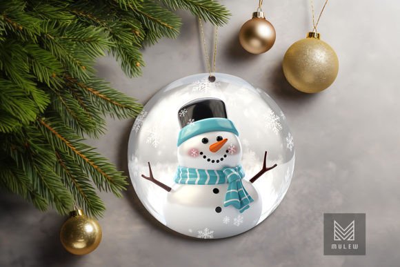 3D Xmas Snowman Globe Ornament Design