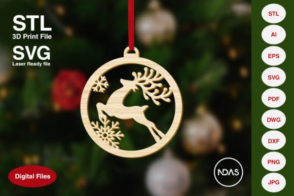 Jumping Reindeer Christmas Tree Ornament 3D Printing Freebies
