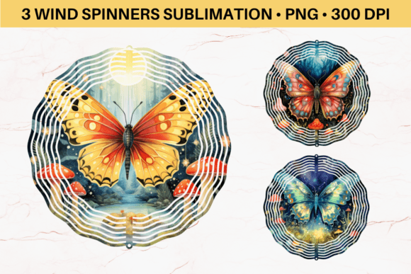 Wind Spinner 3D Butterfly Sublimation Graphics for Crafts